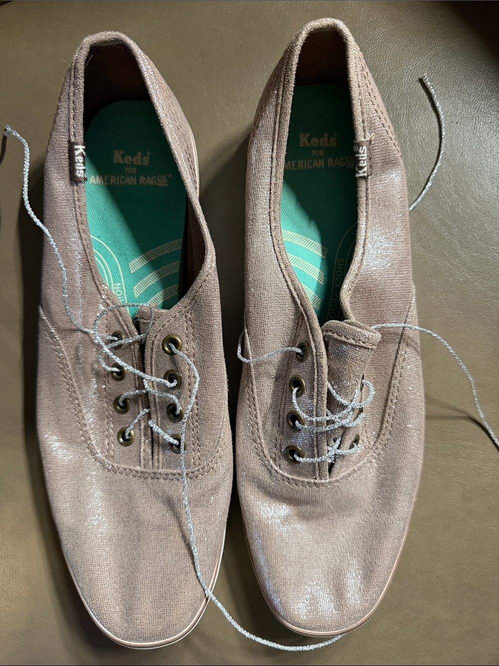 Keds Women's Shimmery Taupe Canvas Lace-Up Sneakers